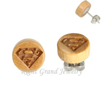 2015 de Superman nuevo pendiente de madera cuerpo pendientes de la joyería barato madera